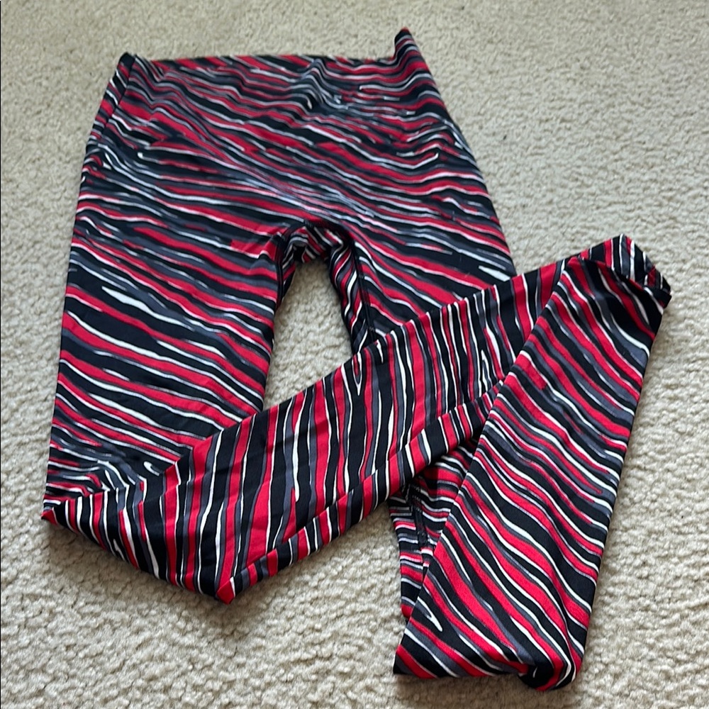 Red and Black Striped Athletic Leggings